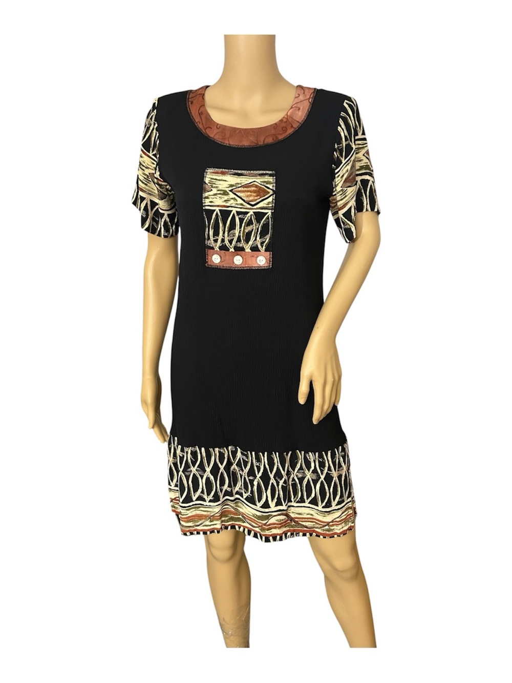 Vtg Naturally Petite Dress Womens Size PS Petite Small Shift Asian Hawaii Tribal